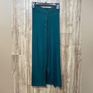 Alix NYC Dark Green Button-Front Jersey Midi Skirt